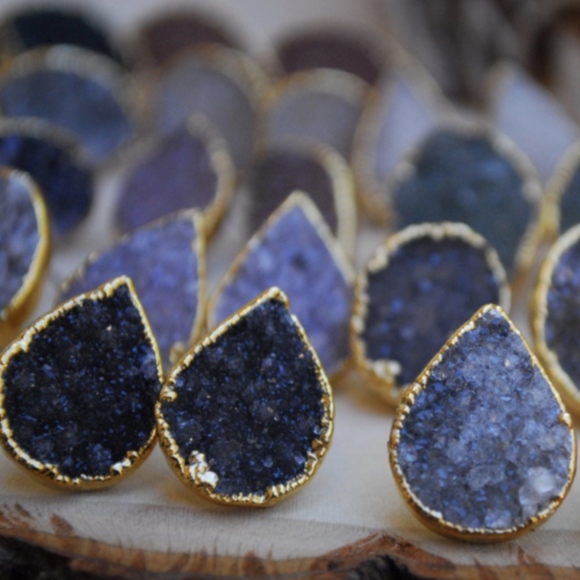 Anthropologie Jewelry - 🌟2X HP🌟 Double Happiness Gold-Plated Druzy Studs